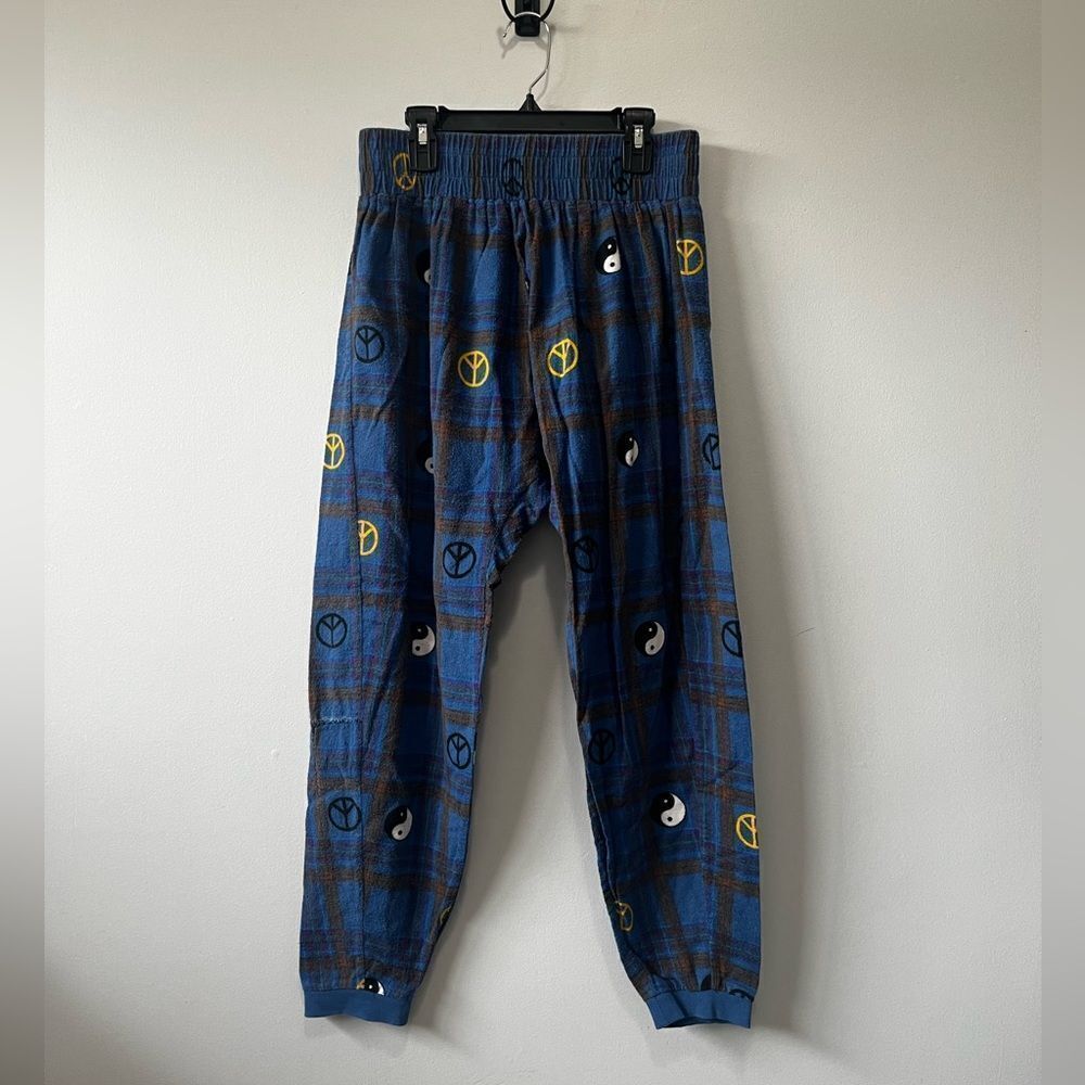 Urban Outfitters Out from Under Comfy Blue Plaid Peace Sign Pants XS
